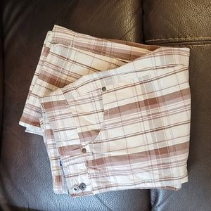 Preppy Thin Pink & Brown Striped STRETCH Capri Pants by Bandolinoblu Sz. 8